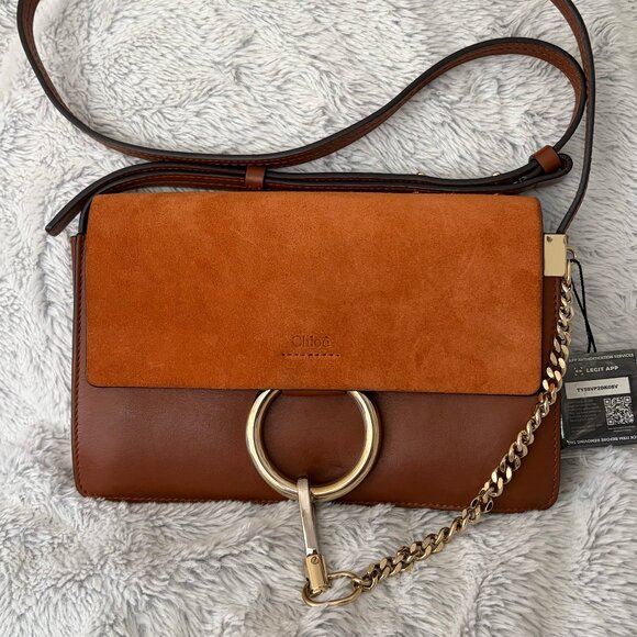 Chloe Faye Leather Suede Small Crossbody Bag - Picture 1 of 13